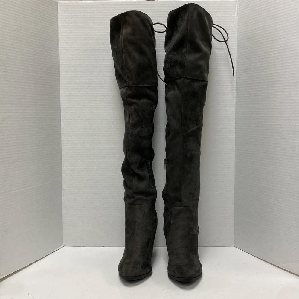 Qupid Charcoal Zinc Women’s Over The Knee Boots